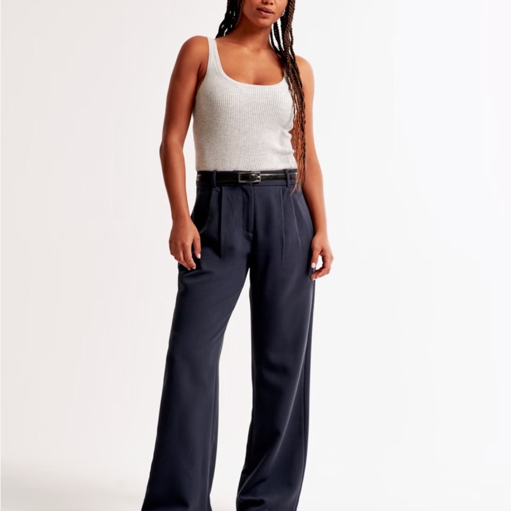 Women's Abercrombie Sloane Tailored Navy High-Waisted Pants